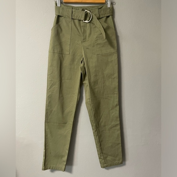 NWT Revolve Superdown Chanice Buckle High Rise Pant In Olive. Size XS - Picture 2 of 7